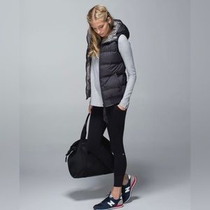 Lululemon Chilly Chill Puffy Vest Black / Gingham Embossed Black Mojave Tan 4 XS